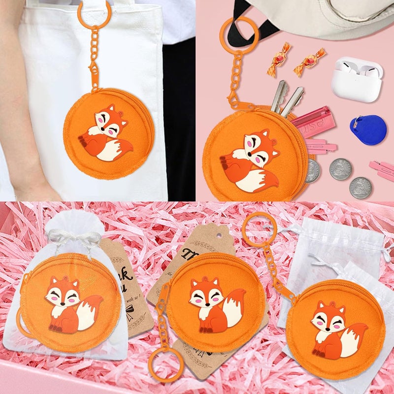 Elecrainbow 15 Pack Fox Mini Coin Purses with Keyring for Woodland Animals Forest Wild Camp Themed Goodie Bag Stuffer, Present for Friends, Creative Souvenirs,Birthday Party,Orange - Image 3